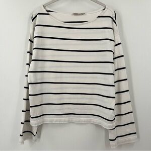 Faherty Cream Striped Long Sleeve Tee